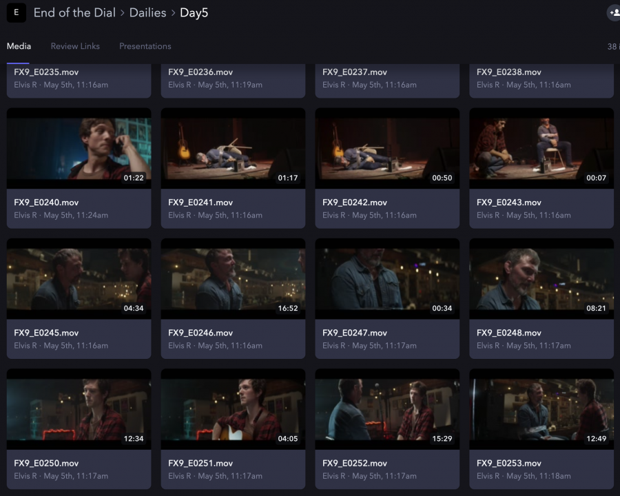 End of the Dial dailies in Frame.io